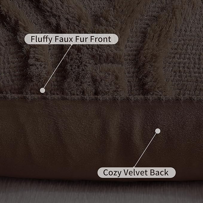 decorUhome Throw Pillow Covers 18x18 Inch Set of 2, Soft Plush Faux Wool Dark - Image 6