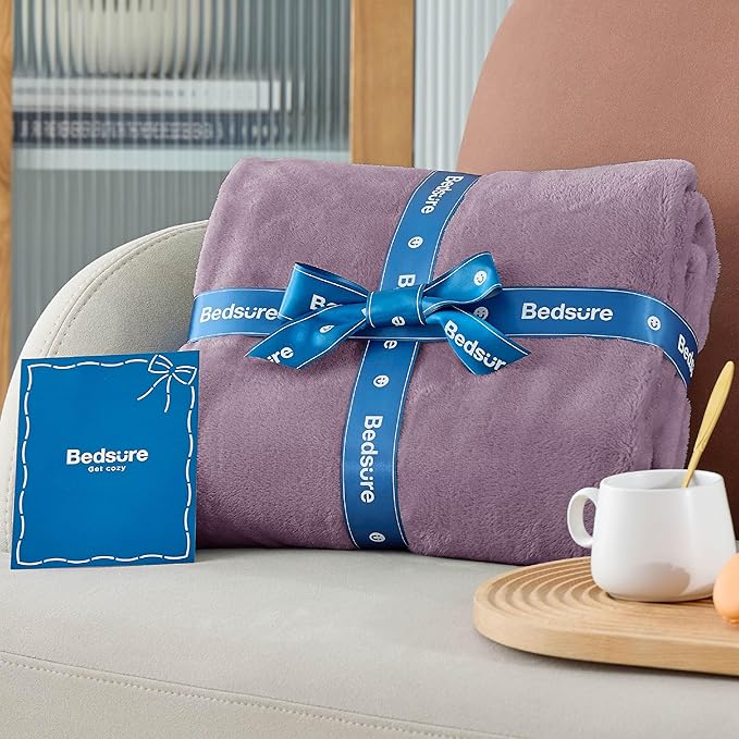 Bedsure GentleSoft Fleece Bed Blankets Queen Size Fog Purple - Image 7