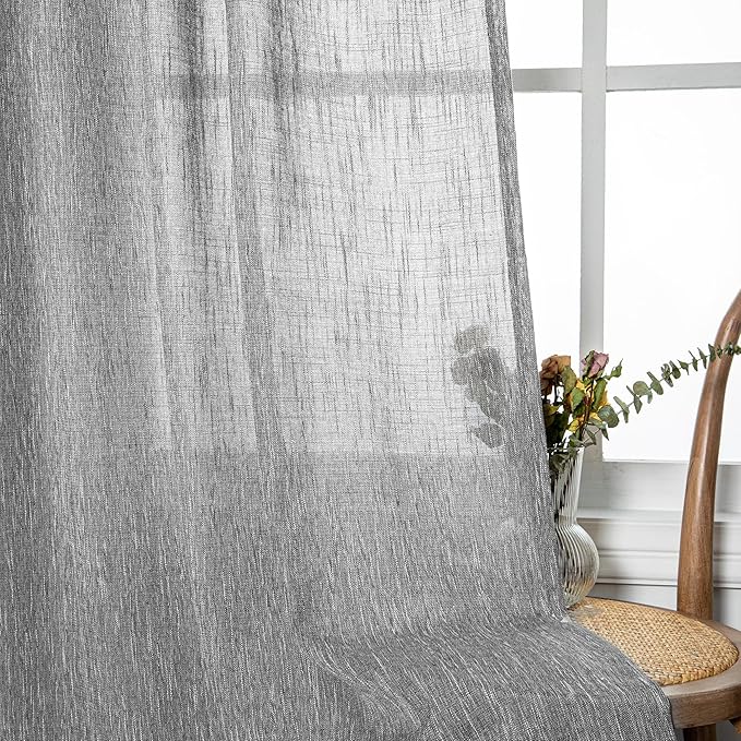 MYSKY HOME Sheer Curtains for Bedroom, Kitchen Curtain Panels Cotton Polyester - Image 4